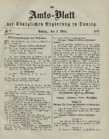 Amts-Blatt der Königlichen Regierung zu Danzig, 2. März 1870, Nr. 9