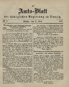 Amts-Blatt der Königlichen Regierung zu Danzig, 27. April 1870, Nr. 17