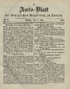 Amts-Blatt der Königlichen Regierung zu Danzig, 11. Mai 1870, Nr. 19