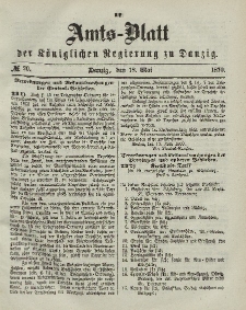 Amts-Blatt der Königlichen Regierung zu Danzig, 18. Mai 1870, Nr. 20