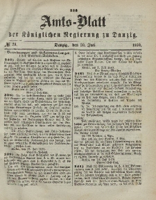 Amts-Blatt der Königlichen Regierung zu Danzig, 20. Juli 1870, Nr. 29