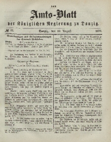 Amts-Blatt der Königlichen Regierung zu Danzig, 10. August 1870, Nr. 32