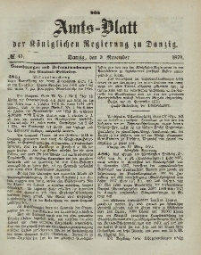 Amts-Blatt der Königlichen Regierung zu Danzig, 2. November 1870, Nr. 44