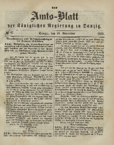 Amts-Blatt der Königlichen Regierung zu Danzig, 16. November 1870, Nr. 46