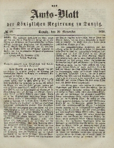 Amts-Blatt der Königlichen Regierung zu Danzig, 23. November 1870, Nr. 47