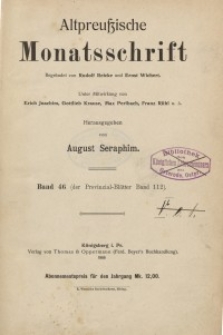 Altpreußische Monatsschrift, 1909, Bd. 46