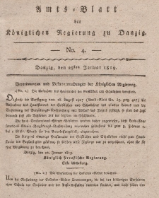 Amts-Blatt der Königlichen Regierung zu Danzig, 28. Januar 1819, Nr. 4