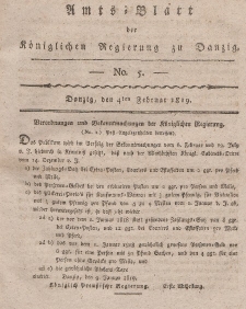 Amts-Blatt der Königlichen Regierung zu Danzig, 4. Februar 1819, Nr. 5