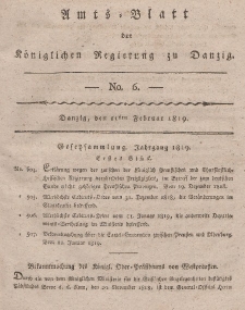 Amts-Blatt der Königlichen Regierung zu Danzig, 11. Februar 1819, Nr. 6