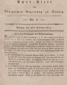 Amts-Blatt der Königlichen Regierung zu Danzig, 18. Februar 1819, Nr. 7