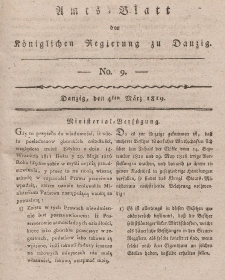 Amts-Blatt der Königlichen Regierung zu Danzig, 4. März 1819, Nr. 9