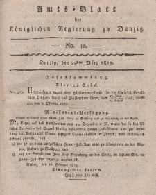 Amts-Blatt der Königlichen Regierung zu Danzig, 25. März 1819, Nr. 12