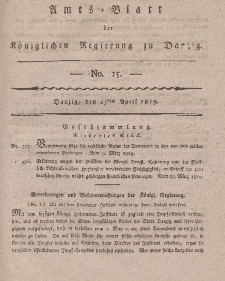 Amts-Blatt der Königlichen Regierung zu Danzig, 15. April 1819, Nr. 15