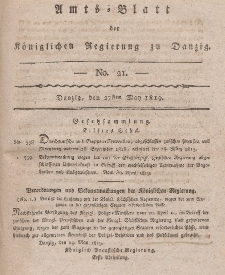 Amts-Blatt der Königlichen Regierung zu Danzig, 27. Mai 1819, Nr. 21