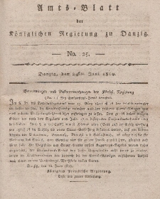 Amts-Blatt der Königlichen Regierung zu Danzig, 24. Juni 1819, Nr. 25