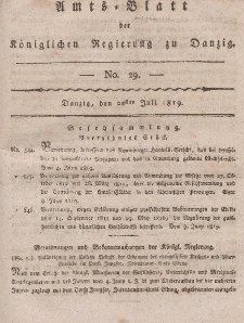 Amts-Blatt der Königlichen Regierung zu Danzig, 22. Juli 1819, Nr. 29