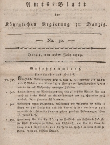 Amts-Blatt der Königlichen Regierung zu Danzig, 29. Juli 1819, Nr. 30