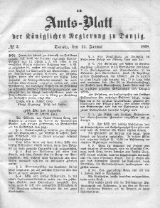 Amts-Blatt der Königlichen Regierung zu Danzig, 15. Januar 1868, Nr. 3