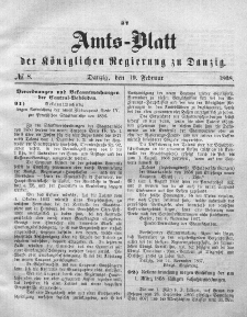 Amts-Blatt der Königlichen Regierung zu Danzig, 19. Februar 1868, Nr. 8