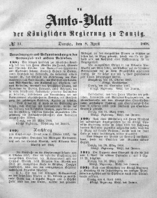 Amts-Blatt der Königlichen Regierung zu Danzig, 8. April 1868, Nr. 15