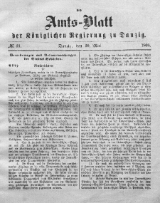 Amts-Blatt der Königlichen Regierung zu Danzig, 20. Mai 1868, Nr. 21