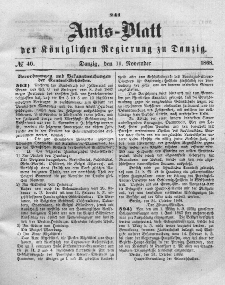 Amts-Blatt der Königlichen Regierung zu Danzig, 11. November 1868, Nr. 46