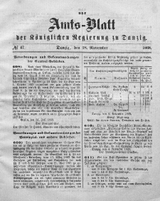 Amts-Blatt der Königlichen Regierung zu Danzig, 18. November 1868, Nr. 47