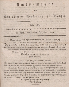 Amts-Blatt der Königlichen Regierung zu Danzig, 28. Oktober 1819, Nr. 43