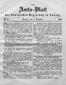 Amts-Blatt der Königlichen Regierung zu Danzig, 2. Dezember 1868, Nr. 49