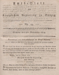 Amts-Blatt der Königlichen Regierung zu Danzig, 4. November 1819, Nr. 44