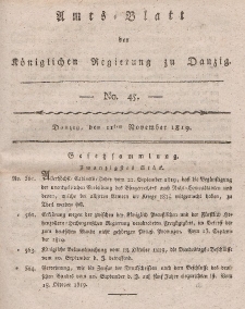 Amts-Blatt der Königlichen Regierung zu Danzig, 11. November 1819, Nr. 45