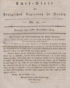 Amts-Blatt der Königlichen Regierung zu Danzig, 25. November 1819, Nr. 47