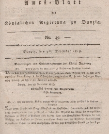 Amts-Blatt der Königlichen Regierung zu Danzig, 9. Dezember 1819, Nr. 49