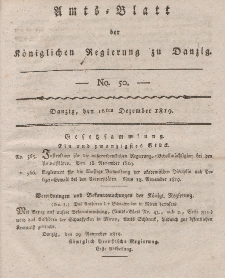 Amts-Blatt der Königlichen Regierung zu Danzig, 16. Dezember 1819, Nr. 50
