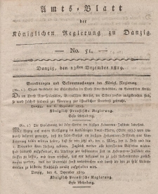 Amts-Blatt der Königlichen Regierung zu Danzig, 23. Dezember 1819, Nr. 51