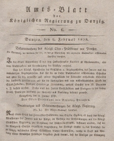 Amts-Blatt der Königlichen Regierung zu Danzig, 6. Februar 1828, Nr. 6
