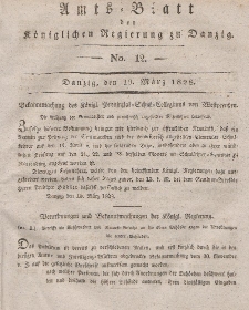 Amts-Blatt der Königlichen Regierung zu Danzig, 19. März 1828, Nr. 12