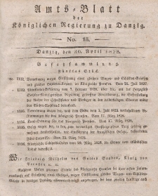 Amts-Blatt der Königlichen Regierung zu Danzig, 30. April 1828, Nr. 18