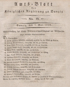 Amts-Blatt der Königlichen Regierung zu Danzig, 7. Mai 1828, Nr. 19