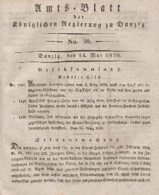 Amts-Blatt der Königlichen Regierung zu Danzig, 14. Mai 1828, Nr. 20