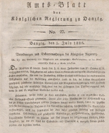 Amts-Blatt der Königlichen Regierung zu Danzig, 2. Juli 1828, Nr. 27