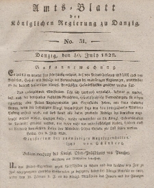 Amts-Blatt der Königlichen Regierung zu Danzig, 30. Juli 1828, Nr. 31