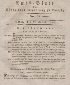 Amts-Blatt der Königlichen Regierung zu Danzig, 27. August 1828, Nr. 35