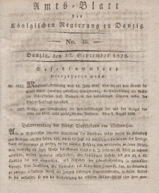 Amts-Blatt der Königlichen Regierung zu Danzig, 17. September 1828, Nr. 38