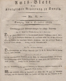 Amts-Blatt der Königlichen Regierung zu Danzig, 8. Oktober 1828, Nr. 41