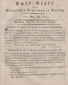 Amts-Blatt der Königlichen Regierung zu Danzig, 22. Oktober 1828, Nr. 43