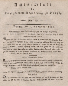 Amts-Blatt der Königlichen Regierung zu Danzig, 5. November 1828, Nr. 45