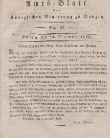 Amts-Blatt der Königlichen Regierung zu Danzig, 19. November 1828, Nr. 47