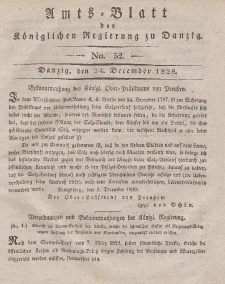 Amts-Blatt der Königlichen Regierung zu Danzig, 24. Dezember 1828, Nr. 52