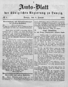 Amts-Blatt der Königlichen Regierung zu Danzig, 6. Januar 1869, Nr. 1